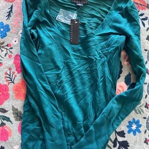 Attention Green Ruched Blouse